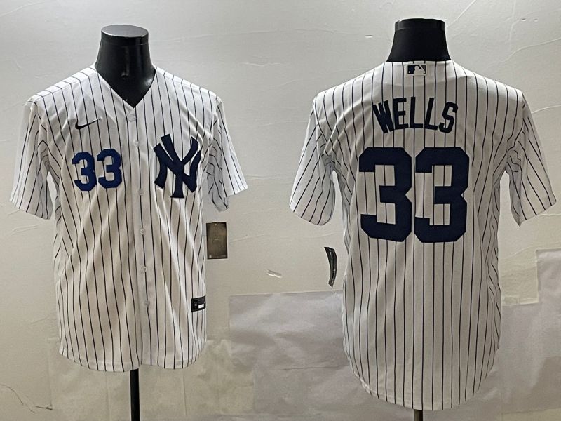 Men New York Yankees #33 Wells White Stripe Game 2025 Nike MLB Jersey style 6->new york yankees->MLB Jersey